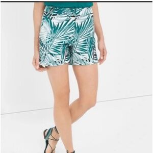 White House Black Market Tropical Palm Leaf Shorts